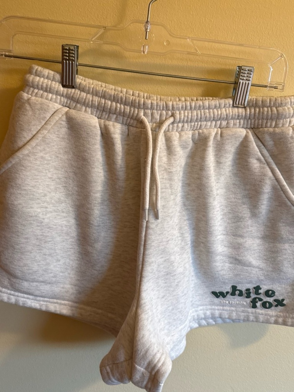 White Fox Boutique Cream Heather Drawstring Lounge Shorts